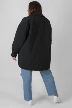 Curve Padded Oversized Shacket Black -LoafLuxe Shop COUT0010 3