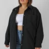 Curve Padded Oversized Shacket Black -LoafLuxe Shop COUT0010 4