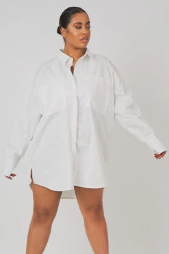 Curve Oversized Poplin Shirt Dress White