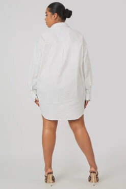 Curve Oversized Poplin Shirt Dress White -LoafLuxe Shop CSHI000418 9844
