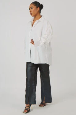 Curve Oversized Poplin Shirt White -LoafLuxe Shop CSHI000618 0400