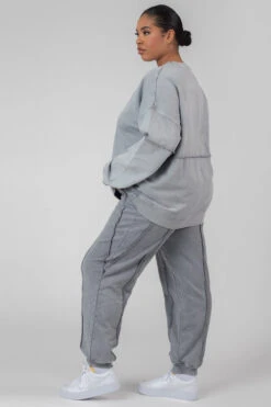 Curve Oversized Raw Edge Sweatshirt Acid Wash -LoafLuxe Shop CSWE00052