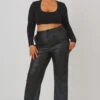 Curve Pu Seam Front Split Detail Trousers Black -LoafLuxe Shop CTRO0003 8313