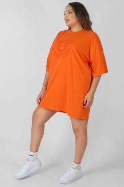Curve Manhattan Embroidered Oversized T-Shirt Dress Orange -LoafLuxe Shop CTSH0041 2