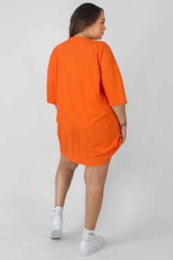 Curve Manhattan Embroidered Oversized T-Shirt Dress Orange -LoafLuxe Shop CTSH0041 3