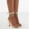 Dymond Gold Metallic Lace Up Square Toe Cake Stand Heels -LoafLuxe Shop DymondGoldFrontLaceDown
