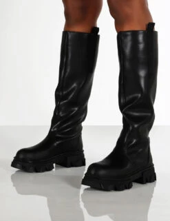 Genius Black Wide Fit Knee High Chunky Sole Boots -LoafLuxe Shop GENIUS BLACK1 f25cfec5 019e 4239 8af8 b9ef76a28bf2