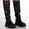 Genius Black Wide Fit Knee High Chunky Sole Boots -LoafLuxe Shop GENIUS BLACK2 367fd861 3732 4e7a 9613 37c9398388ea