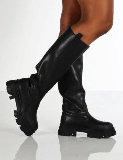 Genius Black Wide Fit Knee High Chunky Sole Boots -LoafLuxe Shop GENIUS BLACK 857dd9ed b6c3 48a3 b205 936b0d8c62c6