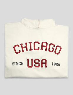 CHIGAGO SLOGAN OVERSIZED HOODIE ECRU