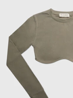 LONG SLEEVE UNDERBUST CROP TOP ELM -LoafLuxe Shop IMG 0160