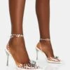 Asscher White Pearl Detail Diamante Broach Clear Perspex Wrap Around Pointed Court Stiletto Heels -LoafLuxe Shop IMG 0642