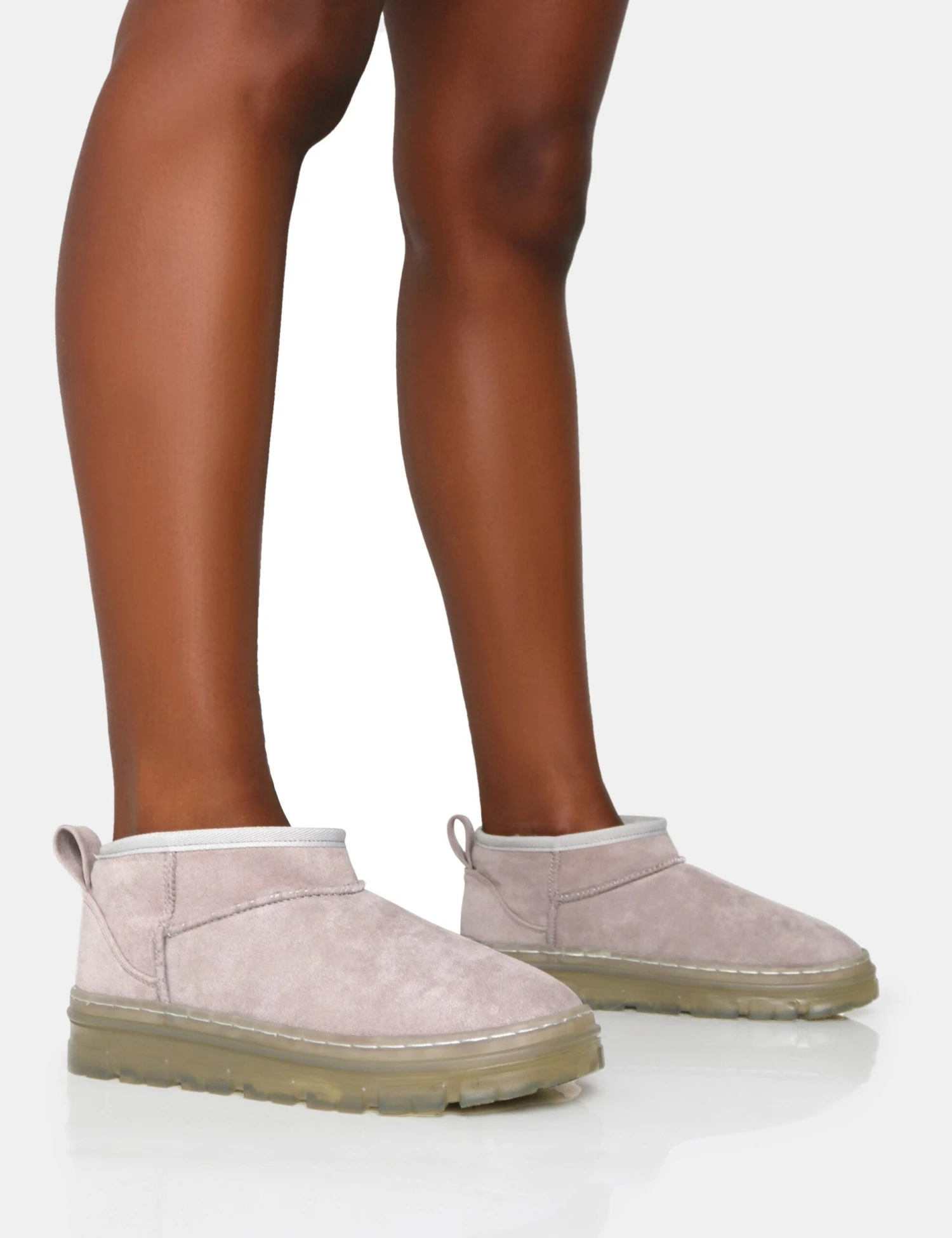 Bambi Light Grey Faux Suede Ultra Mini Ankle Boots 3 Bambi Light Grey Faux Suede Ultra Mini Ankle Boots