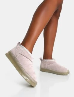 Bambi Light Grey Faux Suede Ultra Mini Ankle Boots 8 Bambi Light Grey Faux Suede Ultra Mini Ankle Boots -LoafLuxe Shop IMG 0711