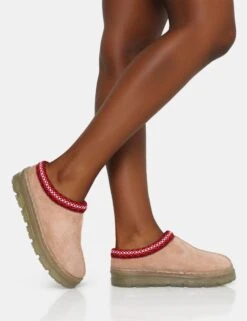 Nala Beige Faux Suede Embroidered Slipper Platform Boots -LoafLuxe Shop IMG 0727