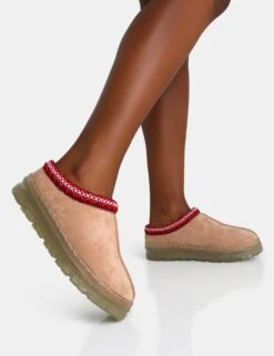 Nala Beige Faux Suede Embroidered Slipper Platform Boots -LoafLuxe Shop IMG 0731