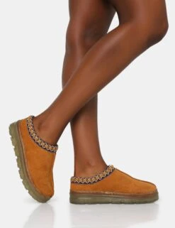 Nala Tan Faux Suede Embroidered Slipper Platform Boots -LoafLuxe Shop IMG 0732