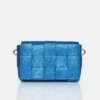 The Mayan Royal Blue Glitter Weave Gold Chain Detail Shoulder Bag -LoafLuxe Shop IMG 0919