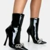 Orla Black Patent Diamante Bow Pointed Toe Stiletto Ankle Boots -LoafLuxe Shop IMG 1163