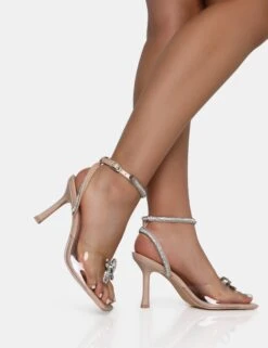 Front Row Nude Patent Perspex Diamante Bow Square Toe Mid Stiletto Heels 8 Front Row Nude Patent Perspex Diamante Bow Square Toe Mid Stiletto Heels -LoafLuxe Shop IMG 1174