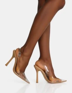 Infinity Nude Perspex Pointed Toe Stiletto Pointed Court Heels -LoafLuxe Shop IMG 1177