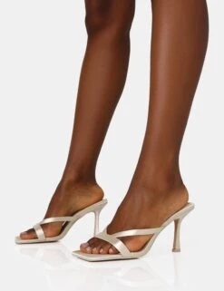 Arwen Off White Satin Toe Post Mule Mid Stiletto Heels -LoafLuxe Shop IMG 1288