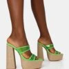 Carley Neon Lime Perspex Mule Square Toe Platform Raffia Block Heels -LoafLuxe Shop IMG 1368