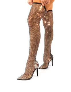 Deal Breaker Wide Fit Black Diamante Fishnet Stiletto Over The Knee High Heels -LoafLuxe Shop IMG 2569 d8b1b3d2 736a 4a36 9568 b58944243ce2