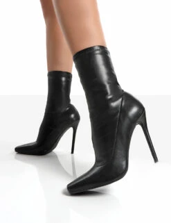 Lars Black Pu Wide Fit Sock High Heeled Stiletto Ankle Boots 8 Lars Black Pu Wide Fit Sock High Heeled Stiletto Ankle Boots -LoafLuxe Shop Larsblackdetail af1f8bcf 844a 44de 8cfb 74616f3ff85d