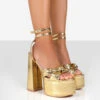 Leo Edition Gold Metallic Platform High Heels -LoafLuxe Shop LeoEditionGoldfront