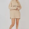 Oversize Half Zip Pullover Sweater Dress Stone -LoafLuxe Shop MCDR0010 0702
