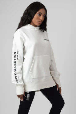 Oversized Text Hoody Ecru -LoafLuxe Shop MHOO0013 2
