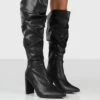 Mine Wide Fit Black PU Knee High Boots -LoafLuxe Shop MINEWFBLACKFRONT f88ca0d0 47ee 472c 9c6c 65d7eccc64d7