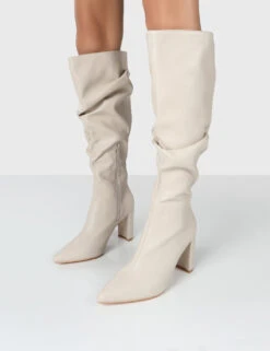 Mine Wide Fit Stone PU Knee High Boots -LoafLuxe Shop MINEWFSTONEDETAIL b5d23938 5734 4e5c 919e 3789ca08e24e