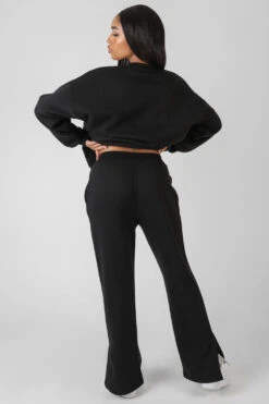 Kaiia Tonal Embroidered Joggers Black -LoafLuxe Shop MJOG00494