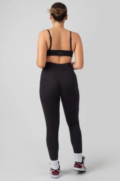 Thick Waistband Ribbed Leggings Black -LoafLuxe Shop MLEG0007 3
