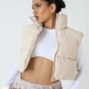 Cropped Puffer Gilet Stone -LoafLuxe Shop MOUT00045