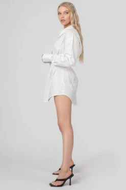 Corset Waist Shirt Dress White -LoafLuxe Shop MPDR0009 2