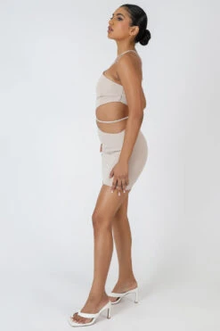 Asymmetric Cutout Waist Strappy Mini Dress -LoafLuxe Shop MPDR00102