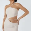 Asymmetric Cutout Waist Strappy Mini Dress -LoafLuxe Shop MPDR00104
