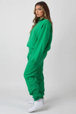 Oversized Half Zip Pullover Sweat Green -LoafLuxe Shop MSWE0019 2