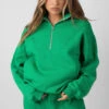 Oversized Half Zip Pullover Sweat Green -LoafLuxe Shop MSWE0019 3