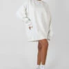 Oversized Embroidered Tonal Sweatshirt Dress Ecru -LoafLuxe Shop MSWE0022 1