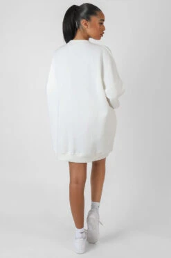 Oversized Embroidered Tonal Sweatshirt Dress Ecru -LoafLuxe Shop MSWE0022 3