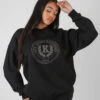 Kaiia Oversized Tonal Embroidered Sweatshirt Black -LoafLuxe Shop MSWE00474
