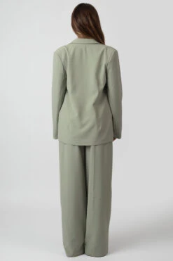 Premium Tie Waist Wide Leg Trousers Sage -LoafLuxe Shop MTRO0001 8