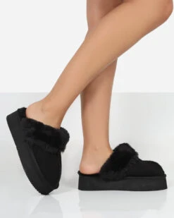 Cosy Black Faux Suede Platform Slider Slipper -LoafLuxe Shop PDECOMTEMPLATE2copy11