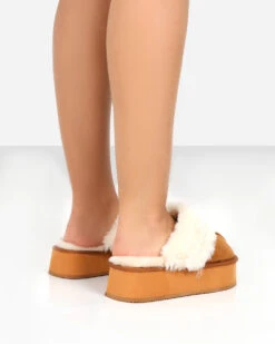 Cosy Chestnut Brown Faux Suede Platform Slider Slippers -LoafLuxe Shop PDECOMTEMPLATE2copy8