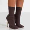Souffle Chocolate Knit Stiletto Heel Sock Ankle Boot 2 Souffle Chocolate Knit Stiletto Heel Sock Ankle Boot -LoafLuxe Shop Souflet121