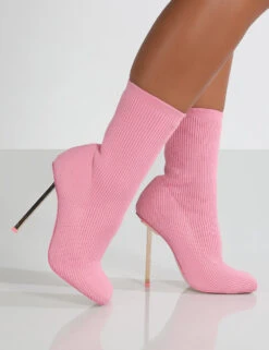 Souffle Pink Knit Stiletto Heel Sock Ankle Boot 8 Souffle Pink Knit Stiletto Heel Sock Ankle Boot -LoafLuxe Shop Souflet42